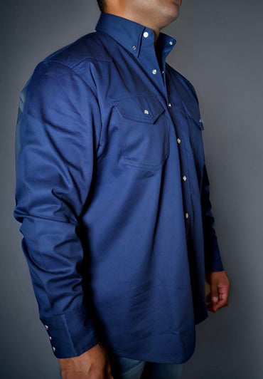 FR Western Style Pearl snap - Navy Static FR
