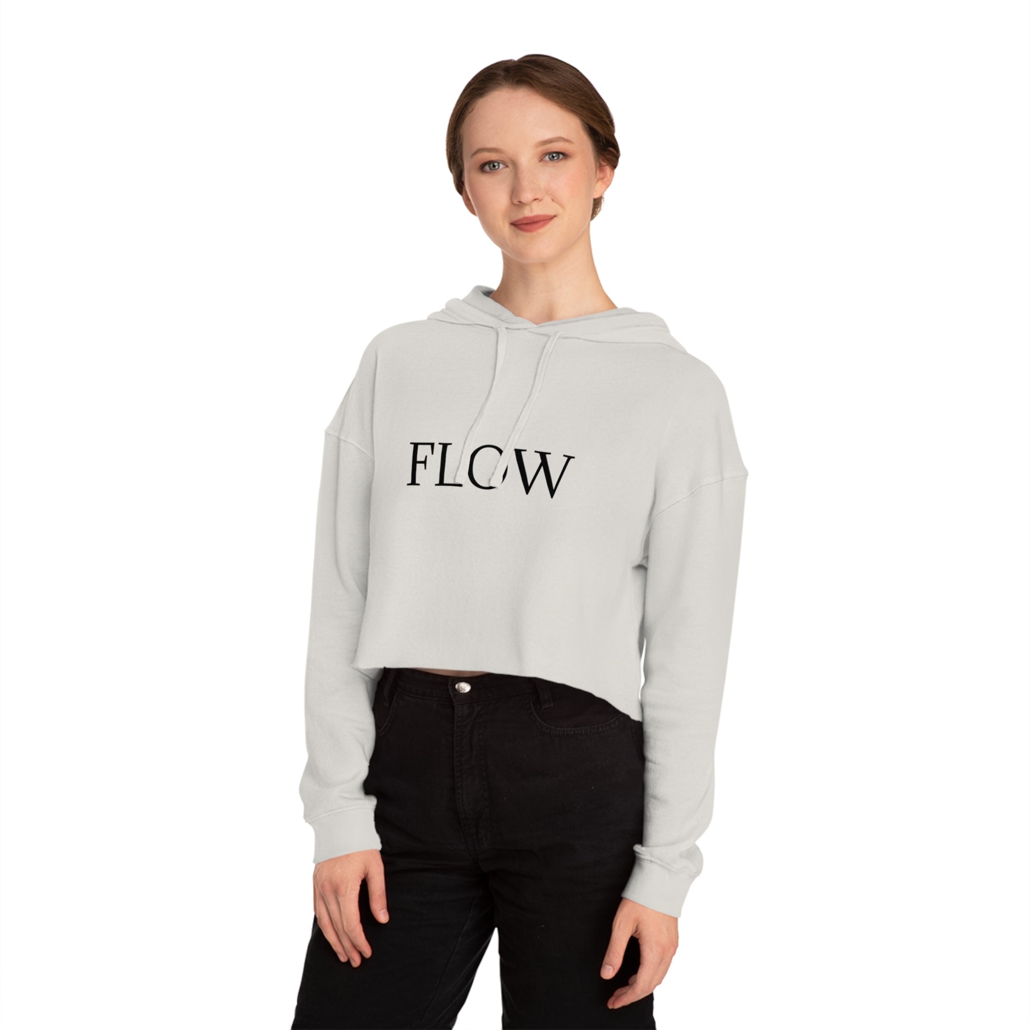 Cropped Hoodie Sweatshirt for Women with Cropped Design and Ribbed Cuffs Printify