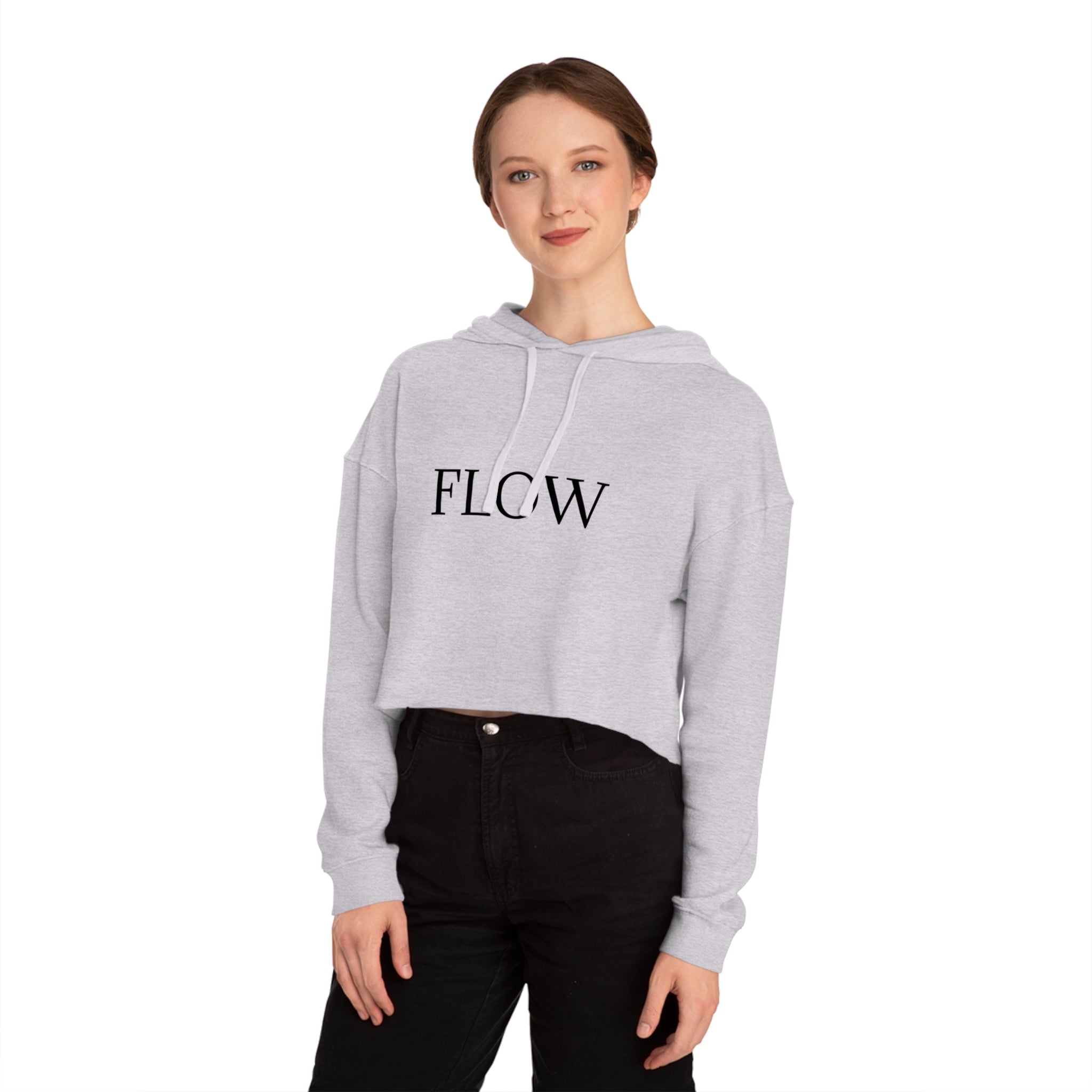 Cropped Hoodie Sweatshirt for Women with Cropped Design and Ribbed Cuffs Printify