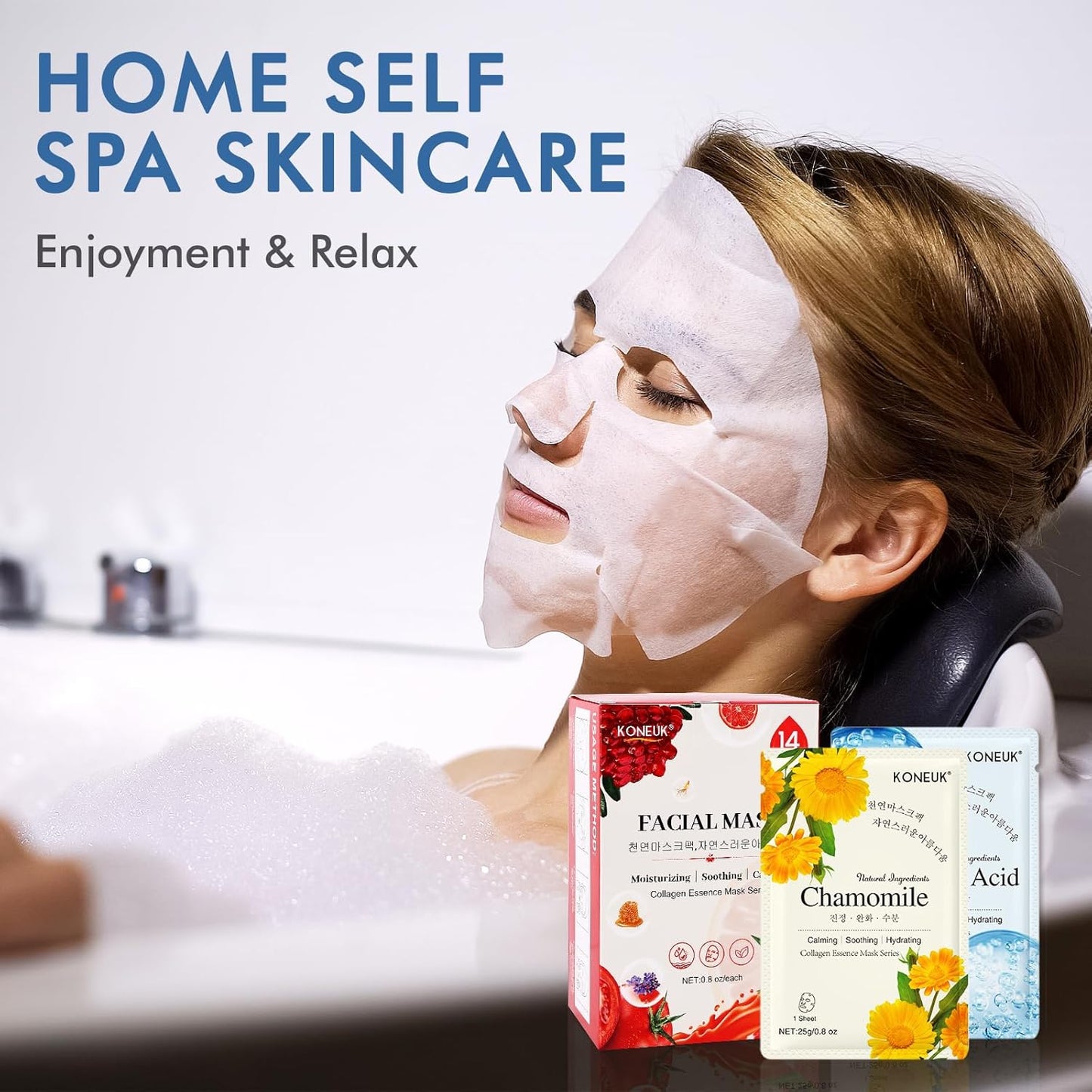 KONEUK 14 Pack Sheet Face Masks Skincare, Hydrating Face Masks Suitable for Dry Skin, Bulk Facial Mask Set for Women Skin Care, Face Mask Gifts Set for Face Spa Quick Pick Grocers