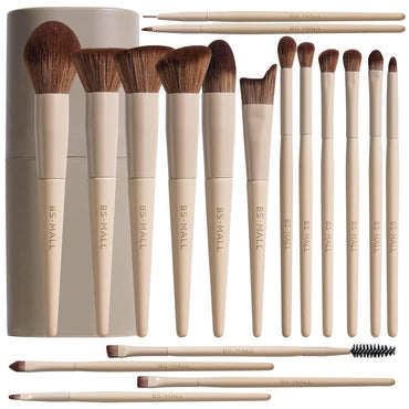 BS-MALL Makeup Brush Set 18 Pcs Professional Foundation Powder Concealers Eyeshadow Blush Synthetic Makeup Brushes with Labeled instruction Black Case Upgraded Version Quick Pick Grocers