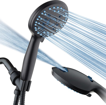 Hotel Spa AquaCare High Pressure 8-mode Handheld Shower Head, Anti-clog Nozzles - Built-in Power Wash to Clean Tub, Tile & Pets, Extra Long 6 ft. Stainless Steel Hose, Wall & Overhead Brackets Quick Pick Grocers