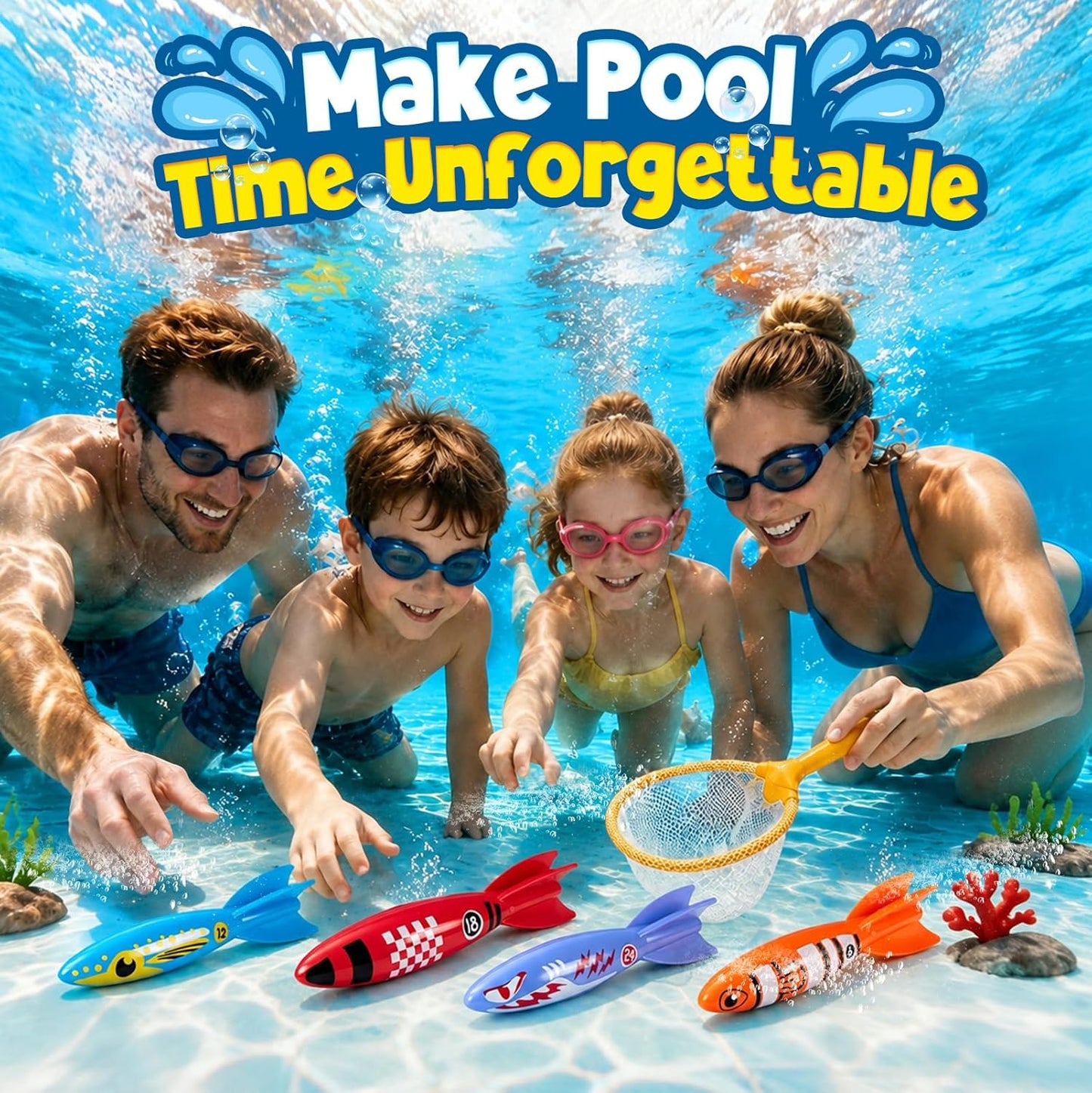 Diving Pool Toys, Bath Toys Set for Kids Shower Ages 3-12, Beach Essentials Water Toy Pool Games Summer Swim Water Dive Sinking Mermaid Toys Quick Pick Grocers