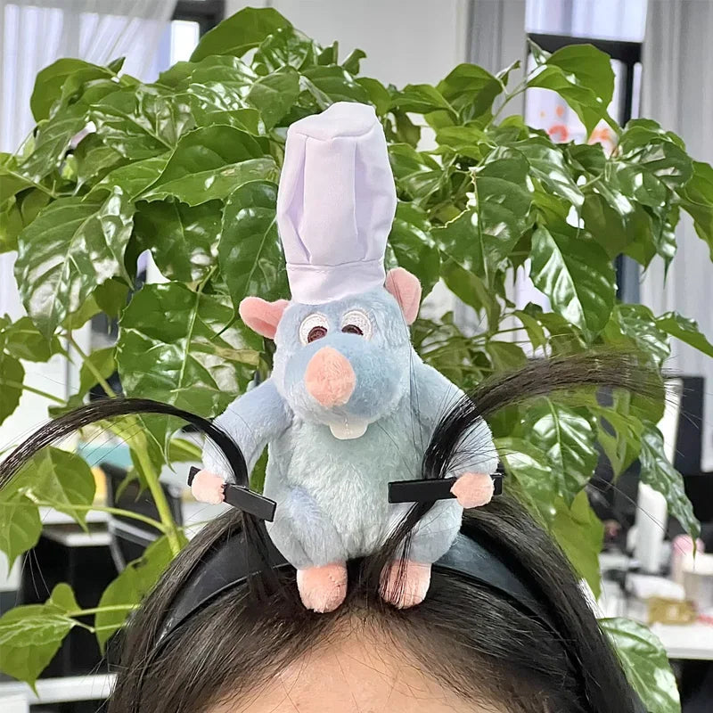 Ratatouille Hairband New Cartoon Plush Doll Headband French Wide-brimmed Hairpin Photo Headdress Creativity Girl Gift Quick Pick Grocers
