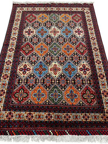 Hand-Knotted Afghani Kashi Wool Rug – 4’9″ x 6’10″