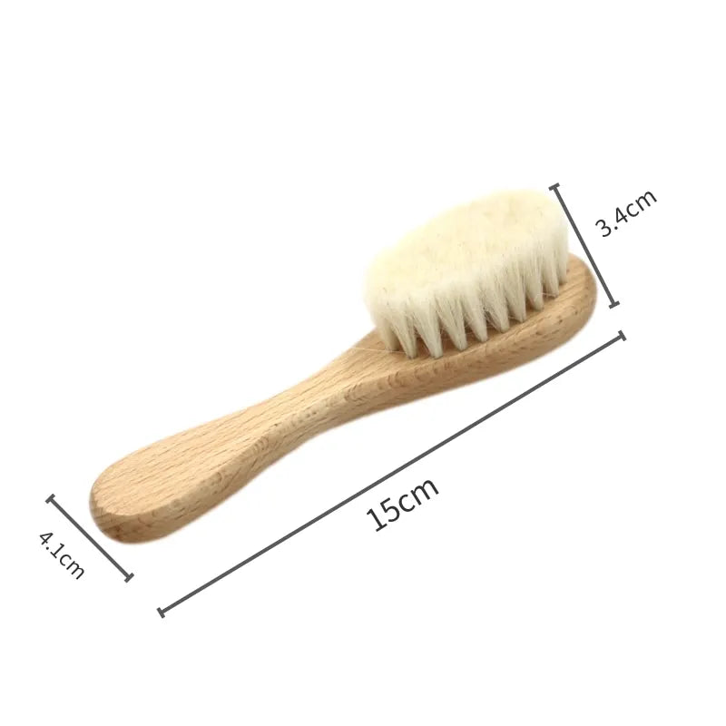 Hot Sales Safety Good Quality Natural Wool beech Wooden Comb Kids Baby Hair Brush Purest Peak