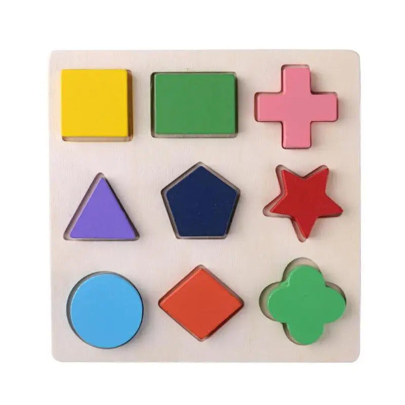 Wooden Geometric Shapes Montessori Puzzle Sorting Math Bricks Preschool Learning Educational Game Baby Toddler Toys for Children Quick Pick Grocers