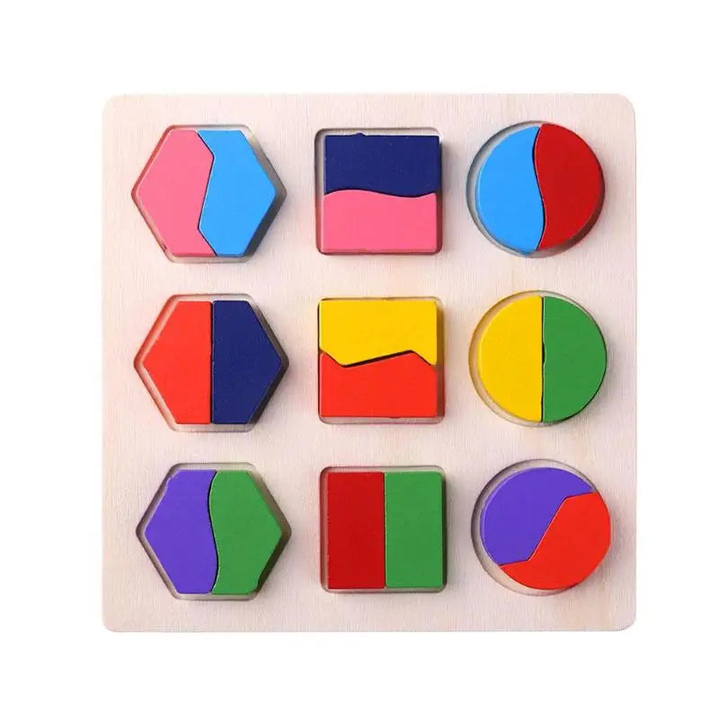 Wooden Geometric Shapes Montessori Puzzle Sorting Math Bricks Preschool Learning Educational Game Baby Toddler Toys for Children Quick Pick Grocers
