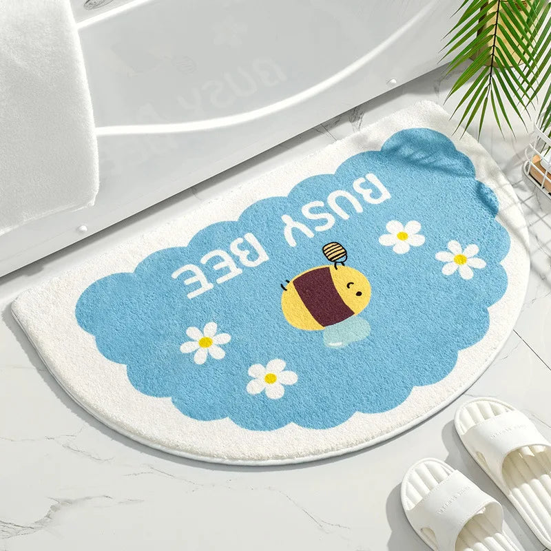 Soft Floor Mats Small Fresh Text Flowers Rugs Home Entrance Carpet Bedroom Toilet Bathroom Door Absorbent Non-Slip Foot Pad Quick Pick Grocers