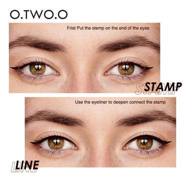 O.TWO.O Eyeliner Stamp Black Liquid Eyeliner Pen Waterproof Fast Dry Double-ended Eye Liner Pencil Make-up for Women Cosmetics Purest Peak