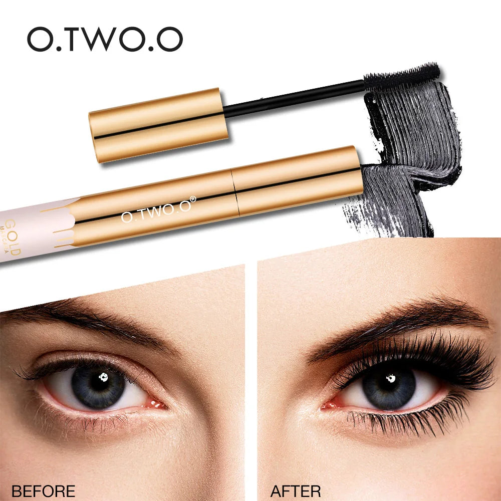 O.TWO.O 3D Mascara Lengthening Black Lash Eyelash Extension Eye Lashes Brush Beauty Makeup Long-wearing Gold Color Mascara Purest Peak