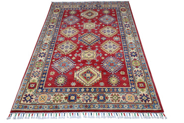 Hand-Knotted Afghani Kazak Wool Rug – 3’10″ x 6’0″