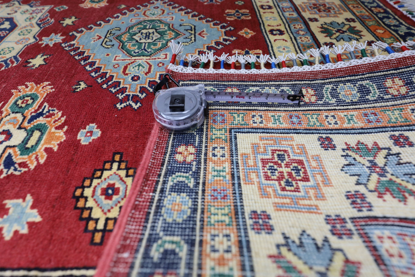 Hand-Knotted Afghani Kazak Wool Rug – 4’10″ x 6’6″