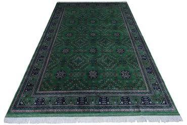 Hand-Knotted Afghani Bukharayi Wool Rug – 6’7″ x 9’9″