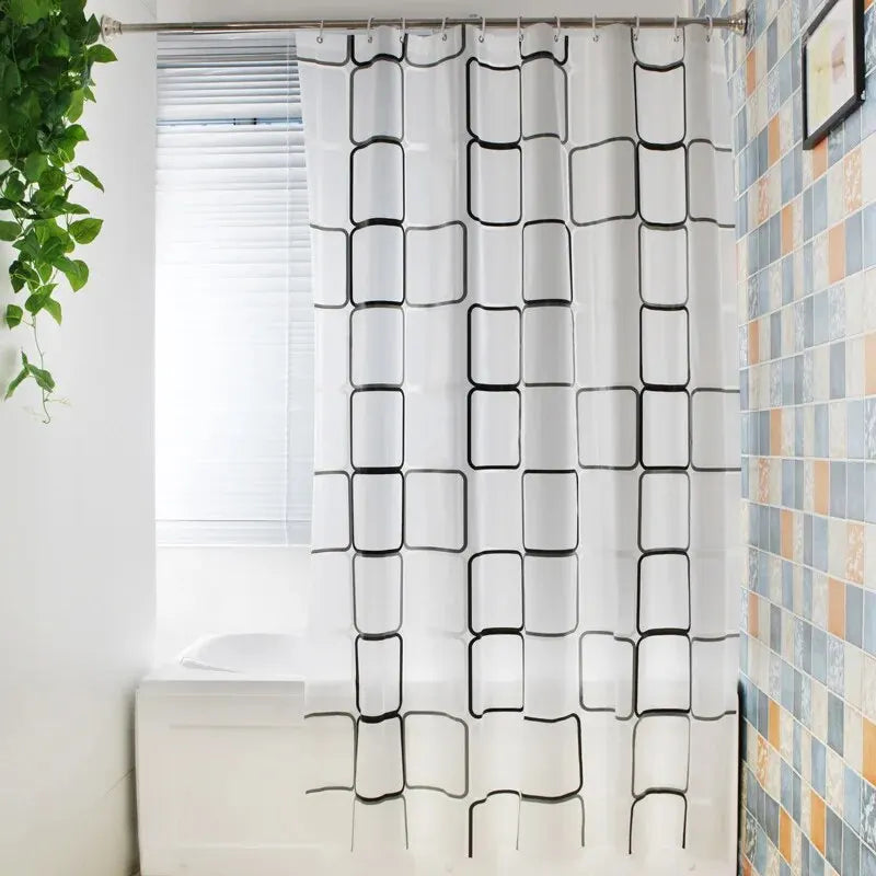 1pc With Pattern Shower Curtain PEVA Waterproof Shower Curtain Bathroom Partition Curtain Bathroom Decoration Accessories Econic Blanks