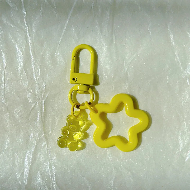 10pcs Metal Keyrings Buckle With Stars Bear Pendant Colored Keychain For Diy Jewelry Making Key Ring Accessories Wholesale Econic Blanks