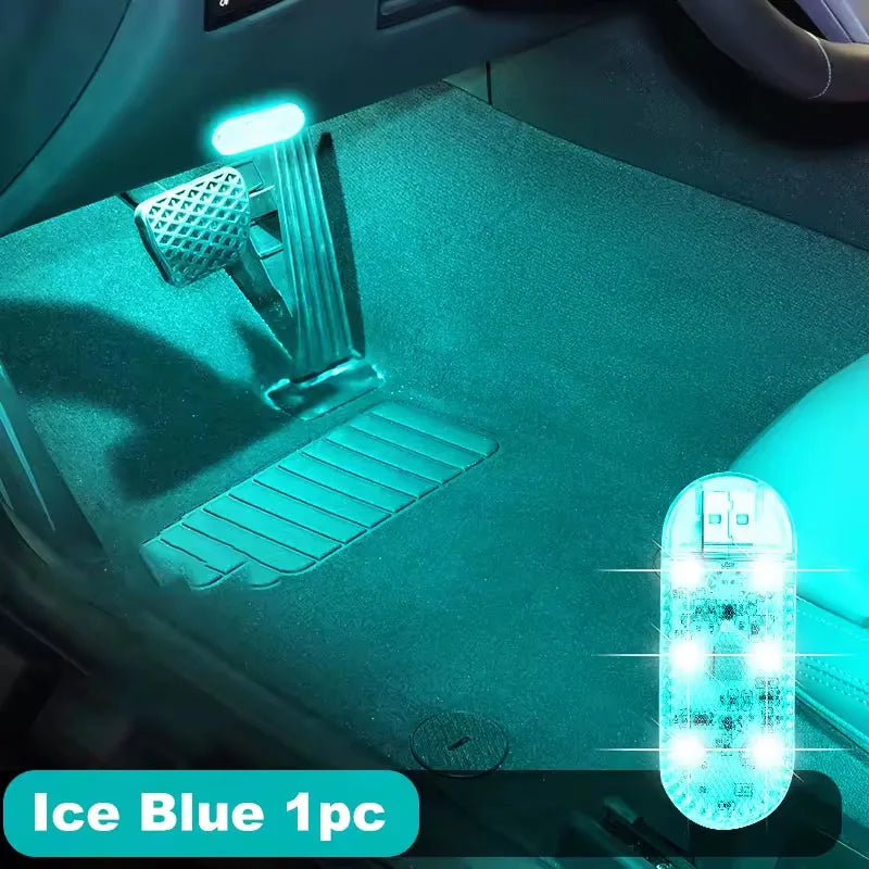 1/2/4PC Mini Car LED Light USB Charging Interior Lighting Lamp for Armrest Box Switch Touch Magnetic Reading Lamp Foot Light