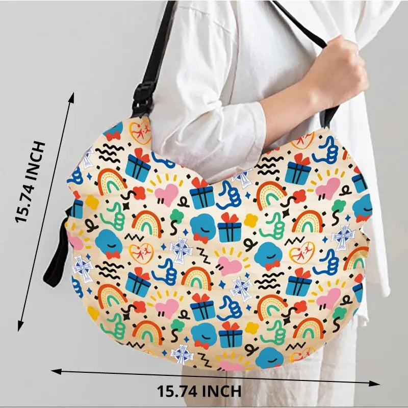 1pc Foldable Shopping Bag Eco-friendly Waterproof Portable Storage Bag Large Capacity Handbag Oversized Storage Bag For Travel Quick Pick Grocers