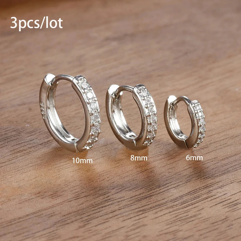 3 Piece Fashion Stainless Steel Round Star Drop Earrings Set for Women 18K Gold Plated Dangle Earring Punk Unisex Rock Jewelry Econic Blanks