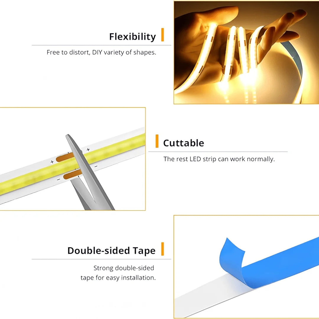 LED COB USB Strip Light – Touch Dimmer Flexible Indoor Lighting Econic Blanks