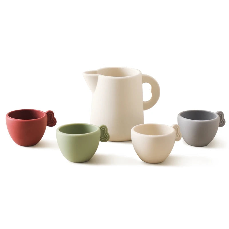 Wooden Children Montessori Toy Teapot Teacup Simulation Kitchen Utensil BPA Free Silicone Kid Education Pretend Play Toy Gift Purest Peak