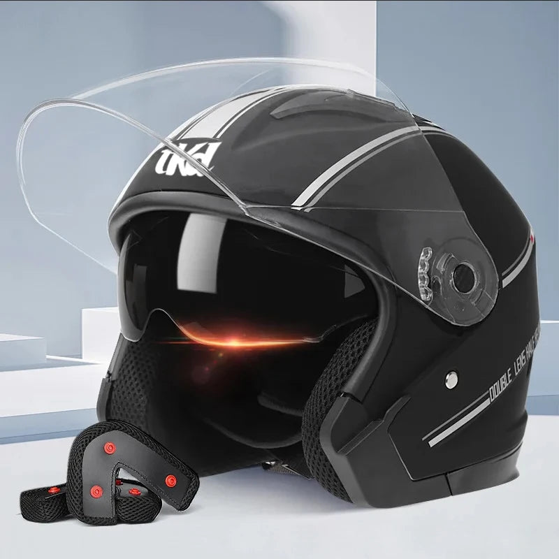 Motorcycle Dual Visor Flip Up Modular Full Face Helmet Anti-fog Street Bike Racing Helmet for Women, Men, 4 Colors