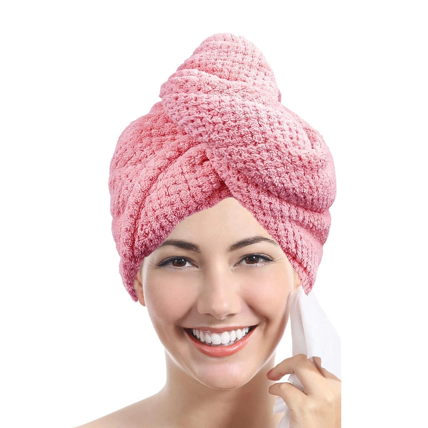 Solid color hair towel Textured dry hair cap 9.8 "X 25.5" absorbent hair towel wrap for button-down women Econic Blanks