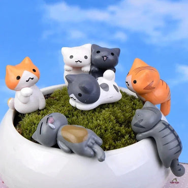 6Pcs/Set Cartoon Lucky Cat Home Garden Bonsai Decorations Miniatures Gift Lovely Micro Landscape Kitten Miniature Craft Quick Pick Grocers