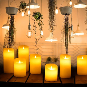 10-120pcs Flameless Fake Candle LED Flickering Candles Battery Operated LED Pillar Candles for Wedding Halloween Decor Party Econic Blanks