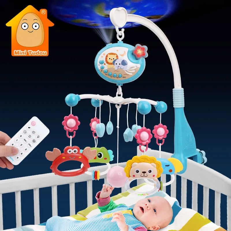 Baby Crib Mobile Rattle Toy For 0-12 Months Infant Rotating Musical Projector Night Light Bed Bell Educational For Newborn Gift Purest Peak