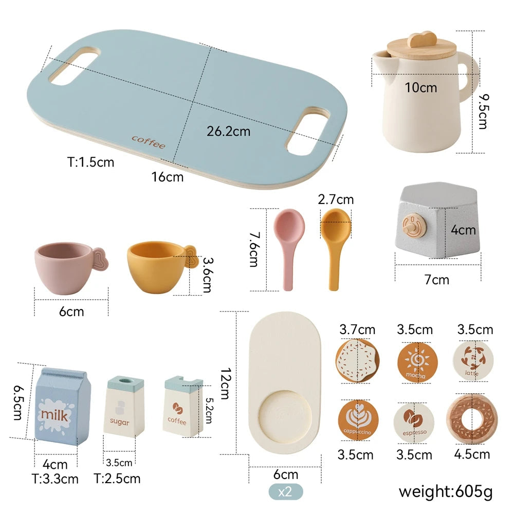 Wooden Children Montessori Toy Teapot Teacup Simulation Kitchen Utensil BPA Free Silicone Kid Education Pretend Play Toy Gift Purest Peak