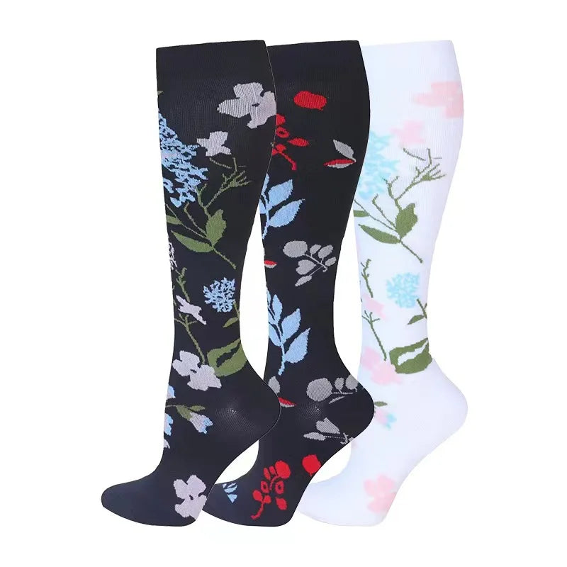 58 Styles 3 Pairs/Pack Compression Socks Knee High 30MmHg Women Men Sports Socks Edema Diabetes Varicose Veins Running Socks Quick Pick Grocers