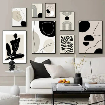Geometric Leaf Rainbow Abstract Boho Canvas Prints Bohemia Line Poster Nordic Room Wall Aesthetics Art Painting For Home Decor Quick Pick Grocers