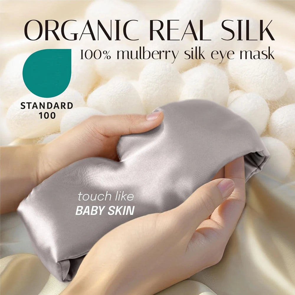 100% Mulberry Silk Sleeping Mask Eyepatch Blocking Light Eyemask Soft Padded Travel Sleeping Aid for Sleep Patch Slaapmasker Purest Peak