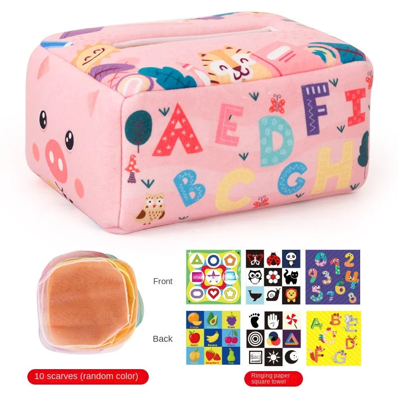 Baby Montessori Toy,Magic Tissue Box,Educational Learning Activity Sensory Toy For Kids Finger Exercising Busy Board Baby Game Purest Peak