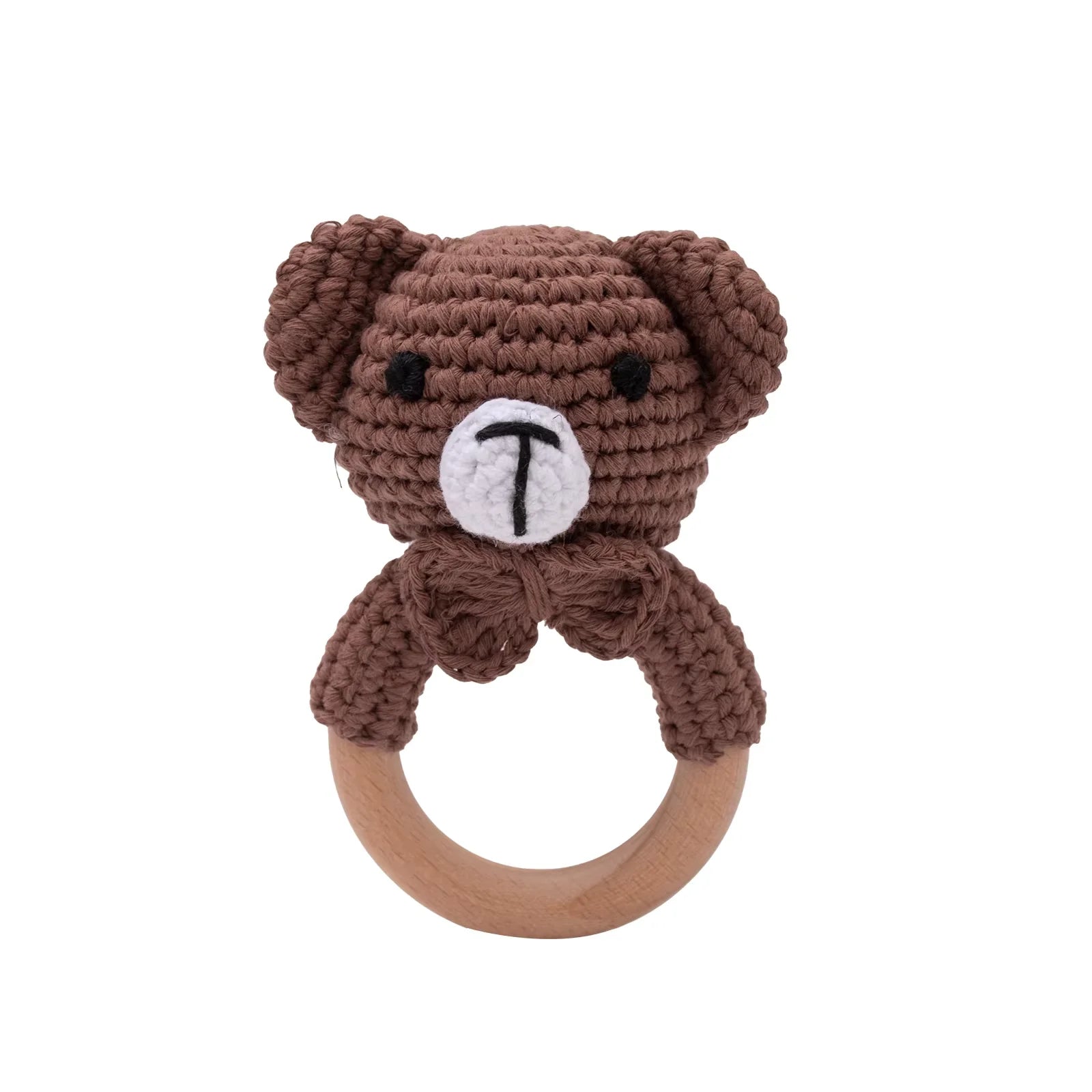 Baby Crochet Rattle Wooden Teether Toy BPA Free Wood Rodent Rabbit Rattle Baby Mobile Play Gym Newborn Educational Music Toys Purest Peak