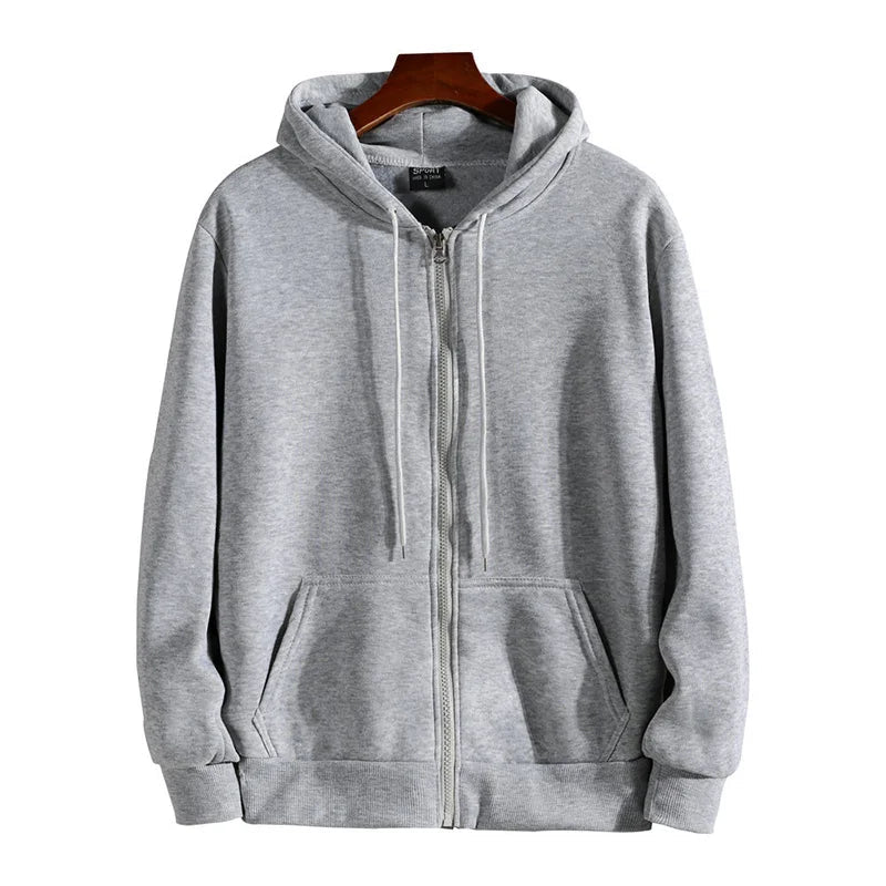Zipper Hoodies Autumn Winter Men's New Long Sleeve Hooded Sweatshirt Fashion Casual Male Outfit Sportwear Loose Fit Clothes Quick Pick Grocers