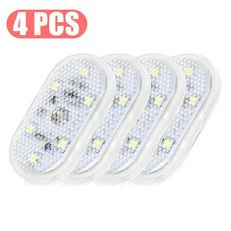 1/2/4PC Mini Car LED Light USB Charging Interior Lighting Lamp for Armrest Box Switch Touch Magnetic Reading Lamp Foot Light