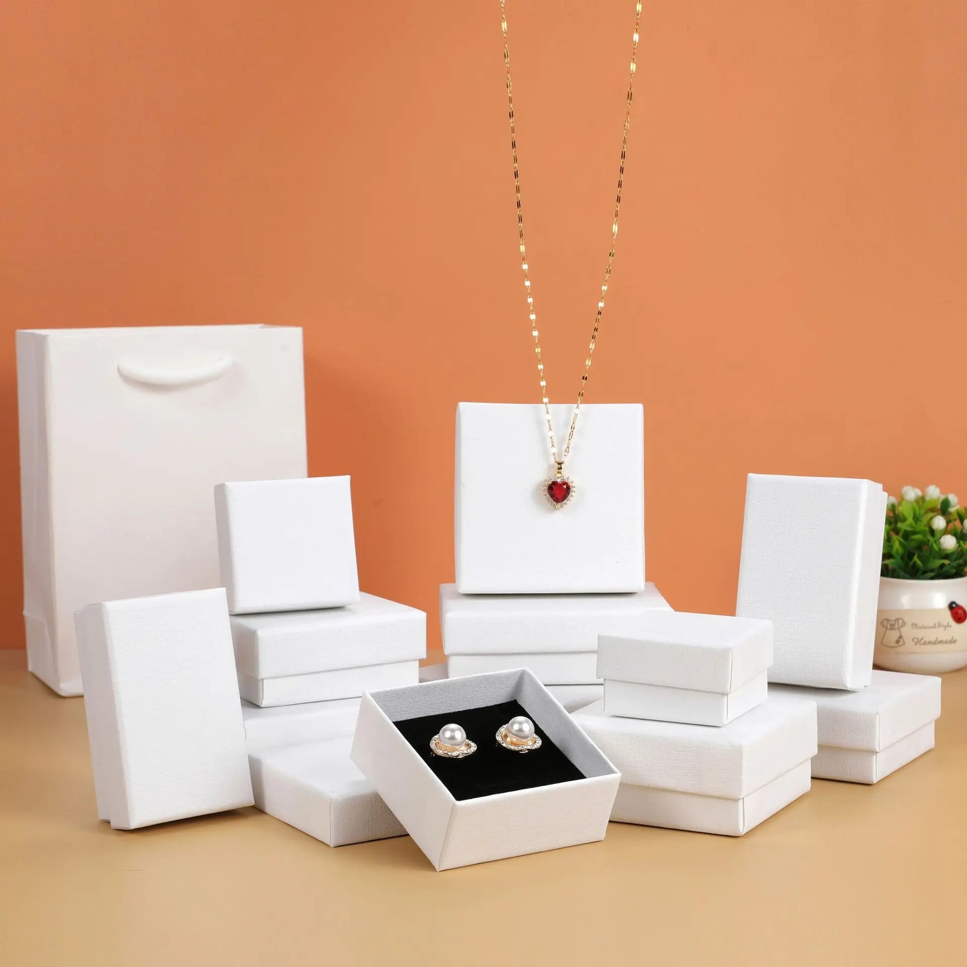 12pack White Simple Luxury Box Dark Green Paper Jewellry Rings Earrings Bracelet Necklace Display Case Jewelry Organizer Boxes Purest Peak