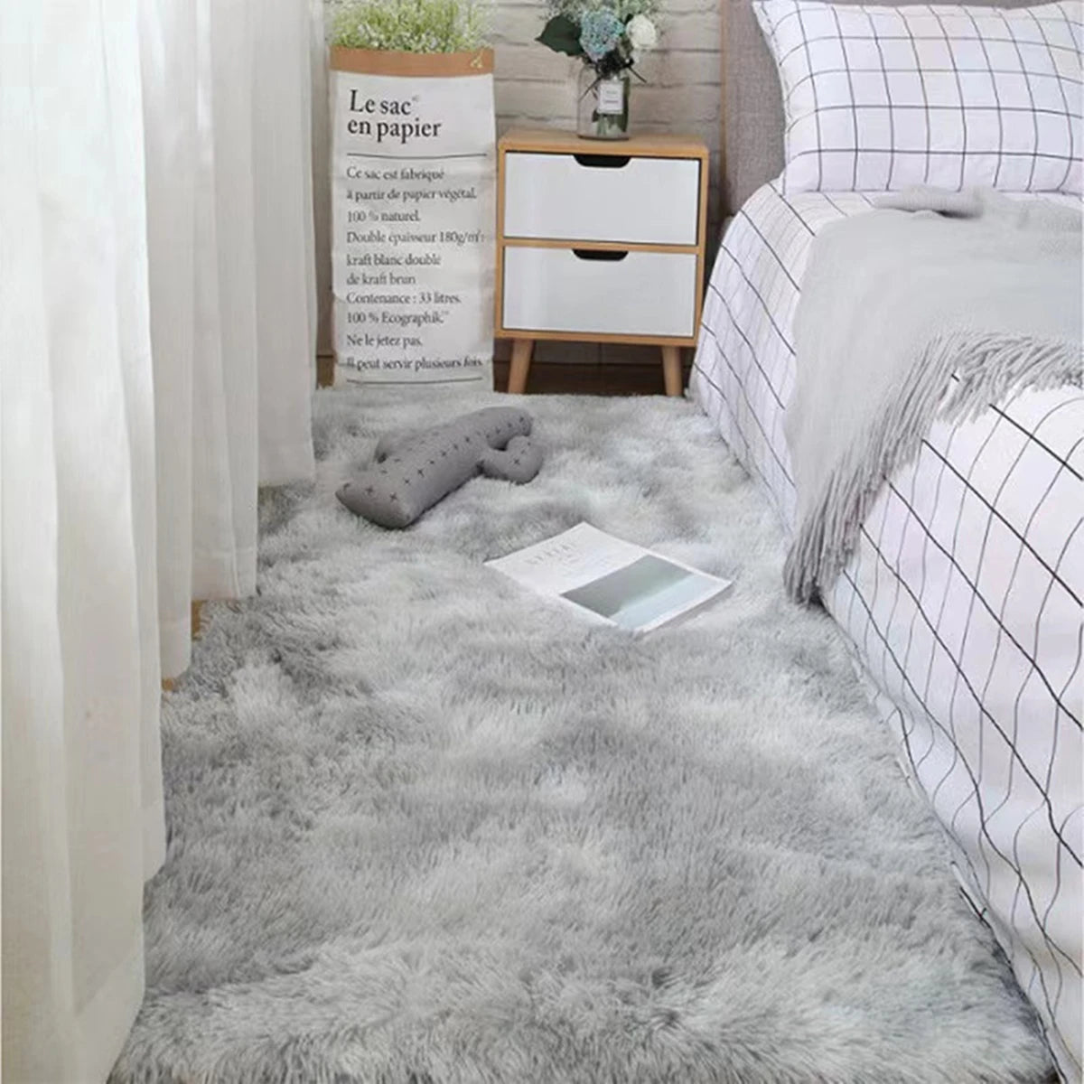Soft Area Rugs Bedroom Carpet Fluffy Non-slip Tie-Dyed Fuzzy Shag Plush Soft Shaggy Bedside Rug Living Room Carpet Quick Pick Grocers