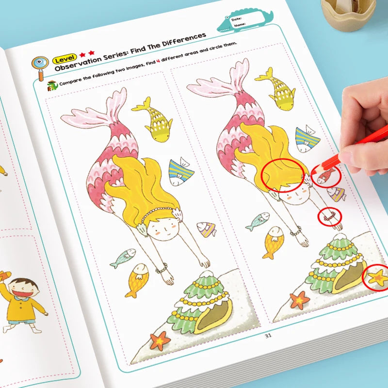 Hidden Differences Activity Book, Featuring 32 Interactive Observation Games and Memory Exercises | Attention and Concentration Training | Visual Perception Skills, Focused Attention Games with Numbered Pages | Find the Quick Pick Grocers