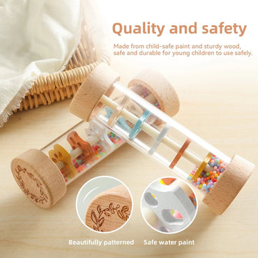 Montessori Baby Rain Stick Rainbow Hourglass Rain Music Rattle Baby Educational Toy Montessori Sensory Toys for Kids BABY's Gift Purest Peak