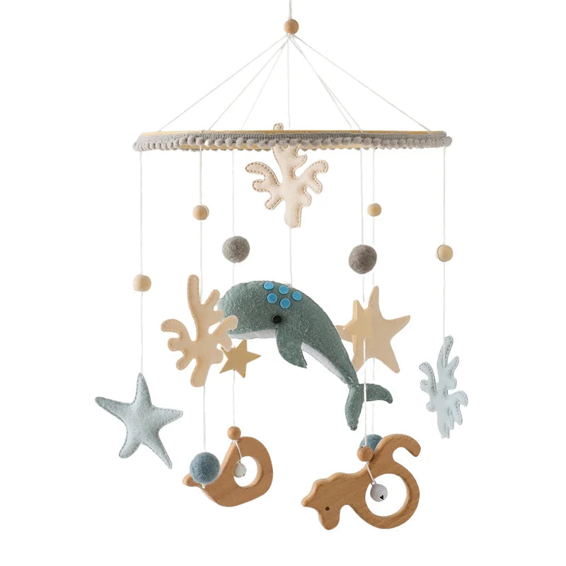 Baby Wooden Bed Bell Cartoon Rabbit Mobile Hanging Rattles Toy Hanger Crib Mobile Bed Bell Wood Toy Holder Arm Bracket Kid Gifts Purest Peak