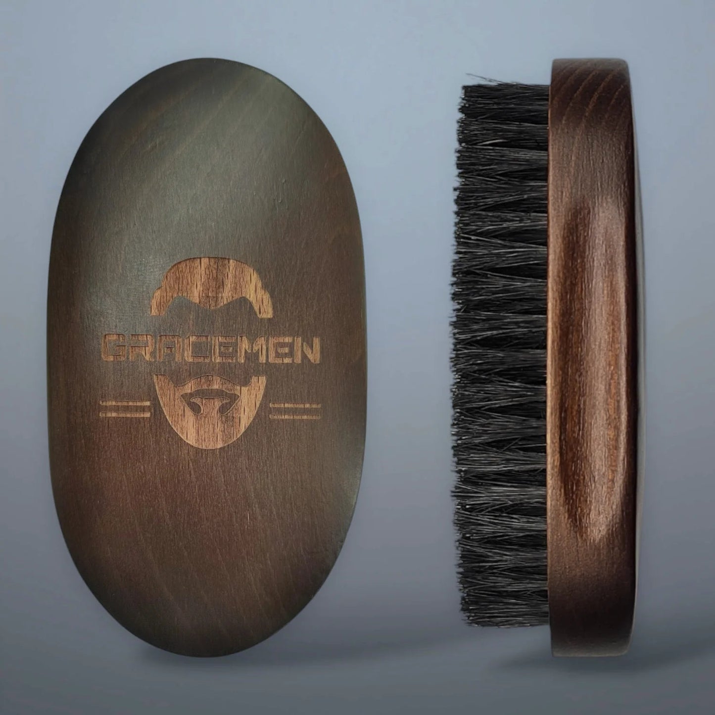 Gracemen Premium Boar Bristle Beard Brush Oval Wooden Handle Quick Pick Grocers