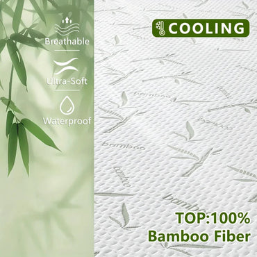 1p Cooling Bamboo Fiber Fitted Sheet, Breathable Mattress Protector Cover with Deep Pocket for Summer Quick Pick Grocers