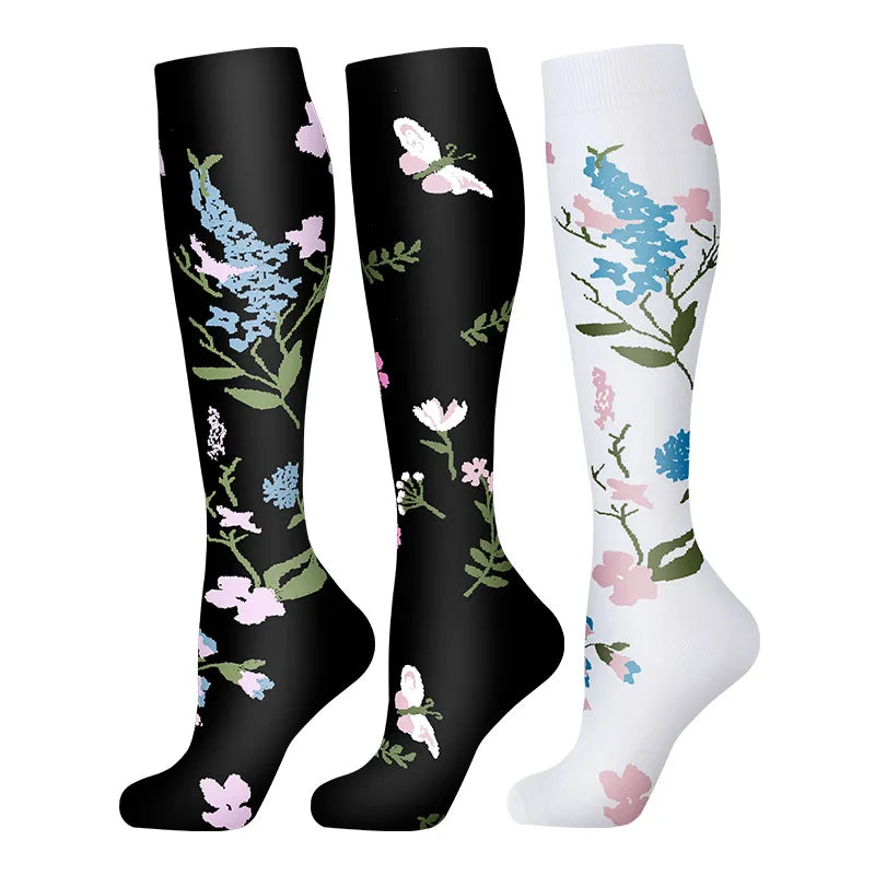 58 Styles 3 Pairs/Pack Compression Socks Knee High 30MmHg Women Men Sports Socks Edema Diabetes Varicose Veins Running Socks Quick Pick Grocers