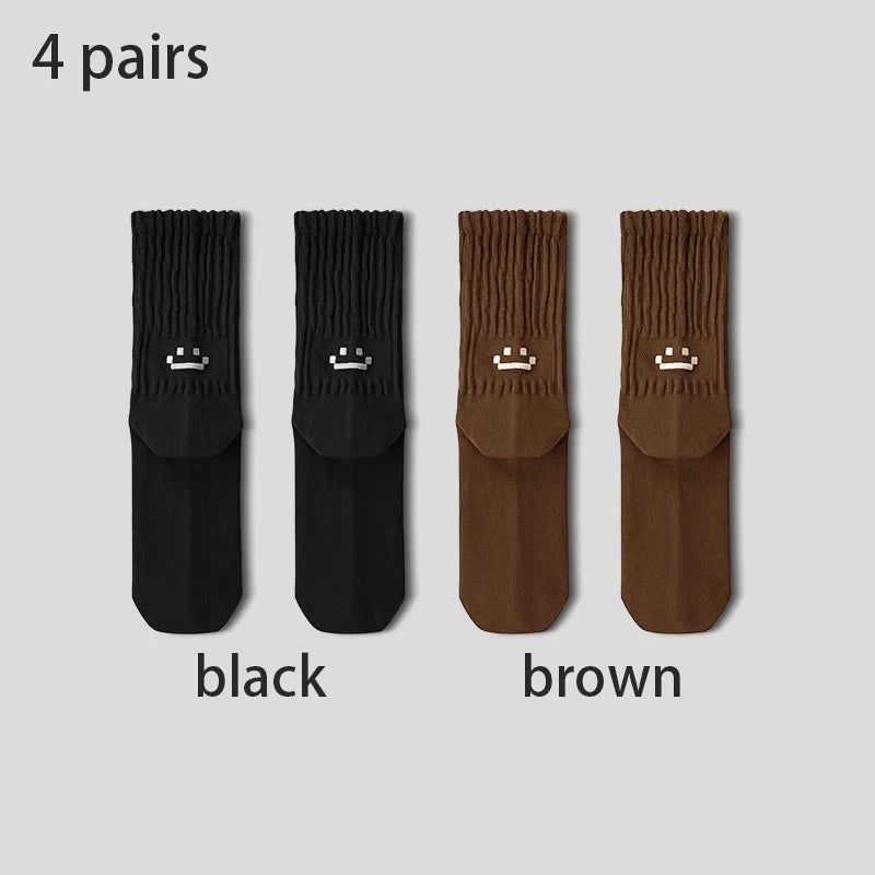 4 Pairs Men's Cotton Work Socks Cushioned Long Running Breathable Ankle Crew Socks Casual Socks for Men Cycling socks Quick Pick Grocers