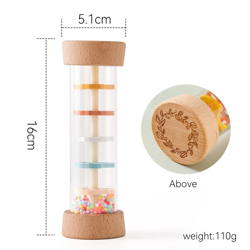 Montessori Baby Rain Stick Rainbow Hourglass Rain Music Rattle Baby Educational Toy Montessori Sensory Toys for Kids BABY's Gift Purest Peak