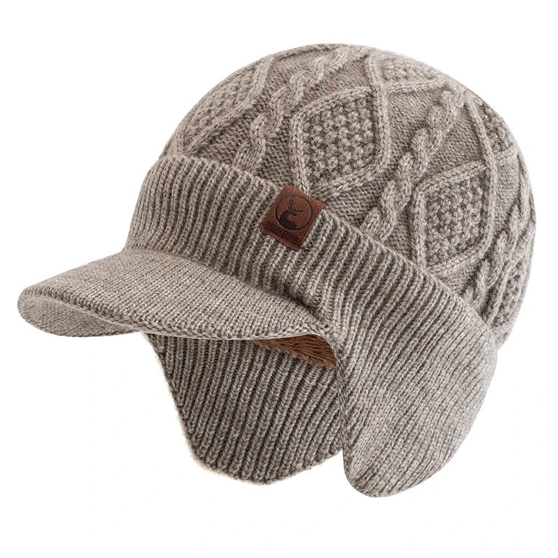 New Unisex Winter Hat Plush Fur Lined Warm Earflap Cap Stylish Soft Beanie Hat Outdoor Thick Ski Sports Knitted Hat Purest Peak