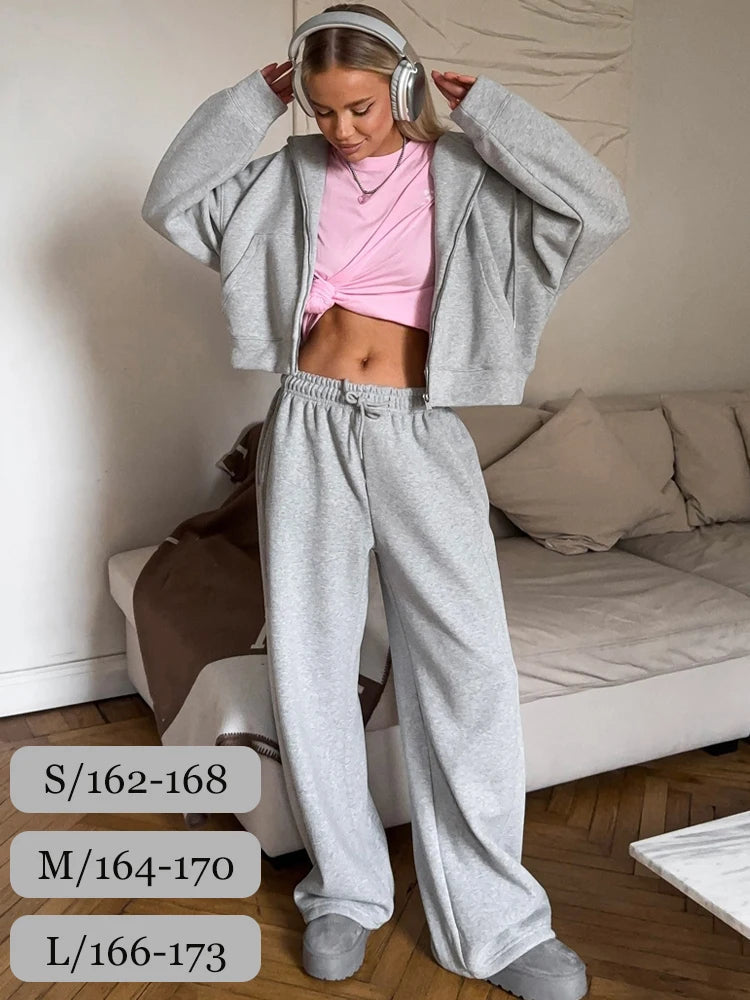 Autumn Women's Tracksuit with Zipper and Trousers Gary Casual Two Piece Set Women Casual Yellow Pant Sports Suit with A Hood Quick Pick Grocers